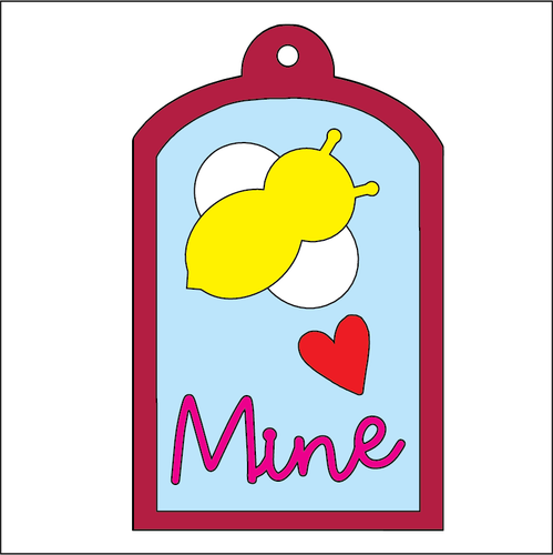 NO297 - MDF 2 Sizes  Bee Mine Tag Hanging Bauble - Olifantjie - Wooden - MDF - Lasercut - Blank - Craft - Kit - Mixed Media - UK