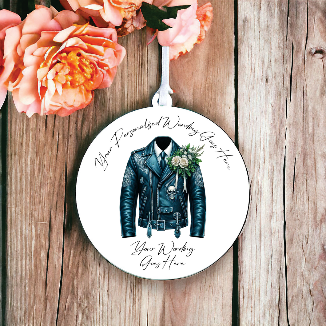 UV662 - Acrylic and UVDTF Personalised Round Hanging  - Wedding theme - Suit Jacket Groom Best Man Prom - L - Olifantjie - Wooden - MDF - Lasercut - Blank - Craft - Kit - Mixed Media - UK