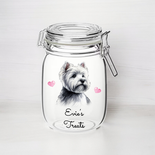 UV220 - Personalised Dog Treat UVDTF Decal with optional Heart colour - West Highland Terrier - Olifantjie - Wooden - MDF - Lasercut - Blank - Craft - Kit - Mixed Media - UK