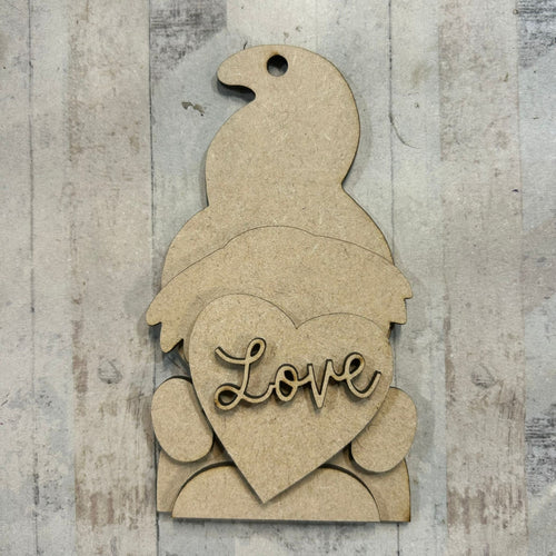 NO570 - MDF 2 Sizes Love Gnome Gonk - Olifantjie - Wooden - MDF - Lasercut - Blank - Craft - Kit - Mixed Media - UK