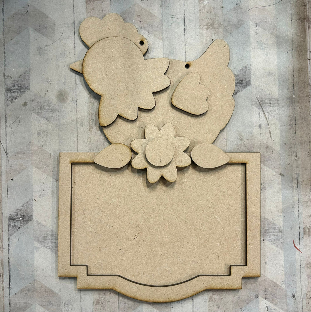 NO569 - MDF Large Chicken Chalk Board - Olifantjie - Wooden - MDF - Lasercut - Blank - Craft - Kit - Mixed Media - UK