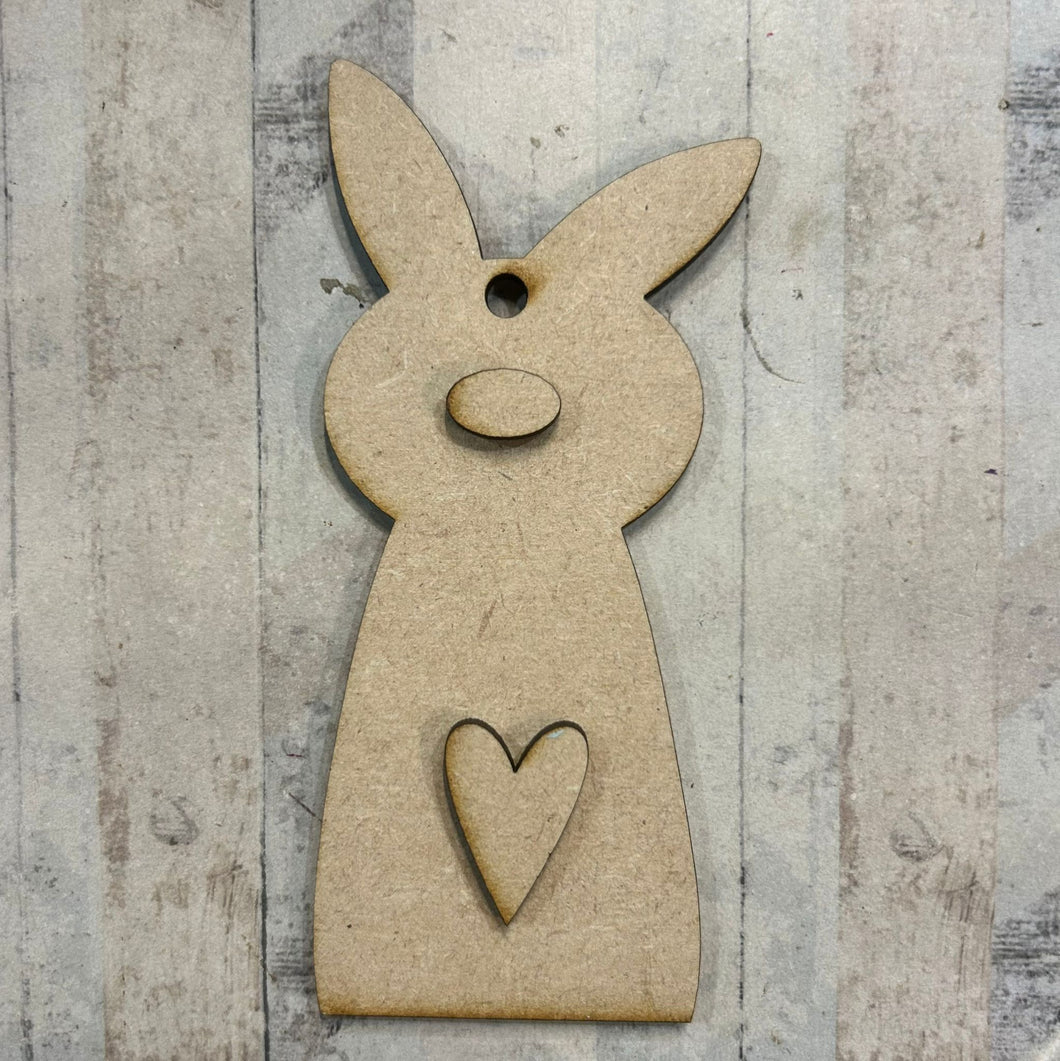 NO598 - MDF 2 Sizes Simple Bunny Style 2 Hanging - Olifantjie - Wooden - MDF - Lasercut - Blank - Craft - Kit - Mixed Media - UK