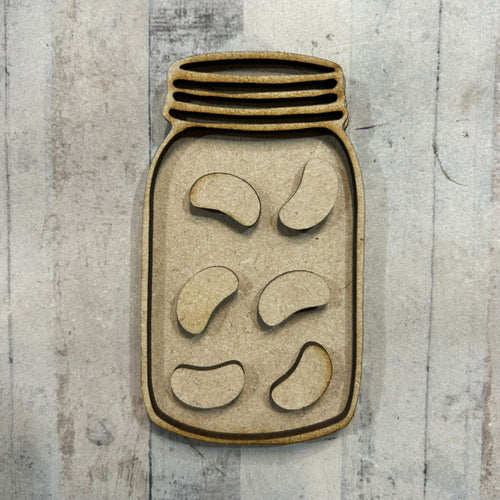 NO594 - MDF Magnet Size 8cm Jelly Bean Mason Jar - Olifantjie - Wooden - MDF - Lasercut - Blank - Craft - Kit - Mixed Media - UK