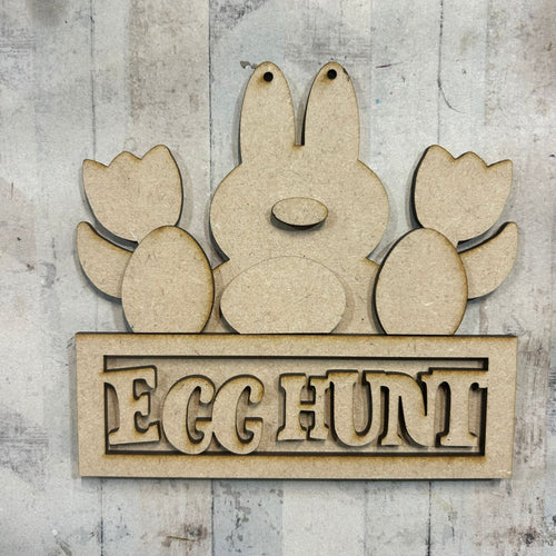 NO584 - MDF 2 Sizes Easter Egg Hunt Hanging - Olifantjie - Wooden - MDF - Lasercut - Blank - Craft - Kit - Mixed Media - UK