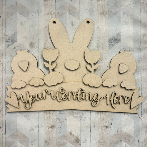 NO583 - MDF Large Personalised Bunny Chick Hanging Scene - Olifantjie - Wooden - MDF - Lasercut - Blank - Craft - Kit - Mixed Media - UK