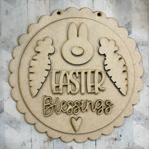 NO595 - MDF 20cm Easter Blessing Hanging Sign - Olifantjie - Wooden - MDF - Lasercut - Blank - Craft - Kit - Mixed Media - UK