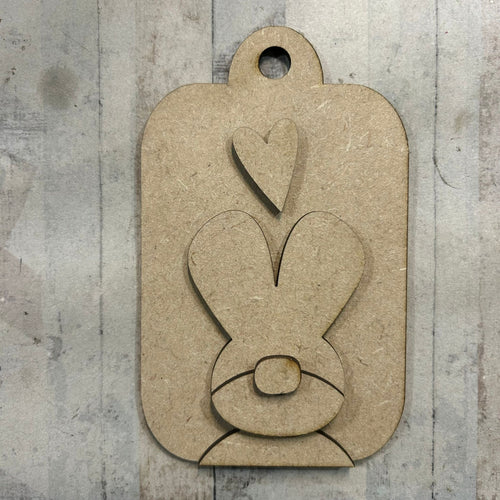 NO606 - MDF 2 Sizes Farmhouse Bunny Tag Hanging - Olifantjie - Wooden - MDF - Lasercut - Blank - Craft - Kit - Mixed Media - UK