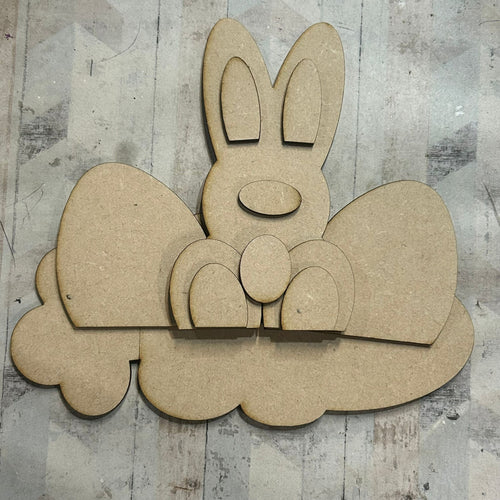 NO612 - MDF Large Freestanding Bunny Carrot Egg Easter Rabbit Scene - Olifantjie - Wooden - MDF - Lasercut - Blank - Craft - Kit - Mixed Media - UK