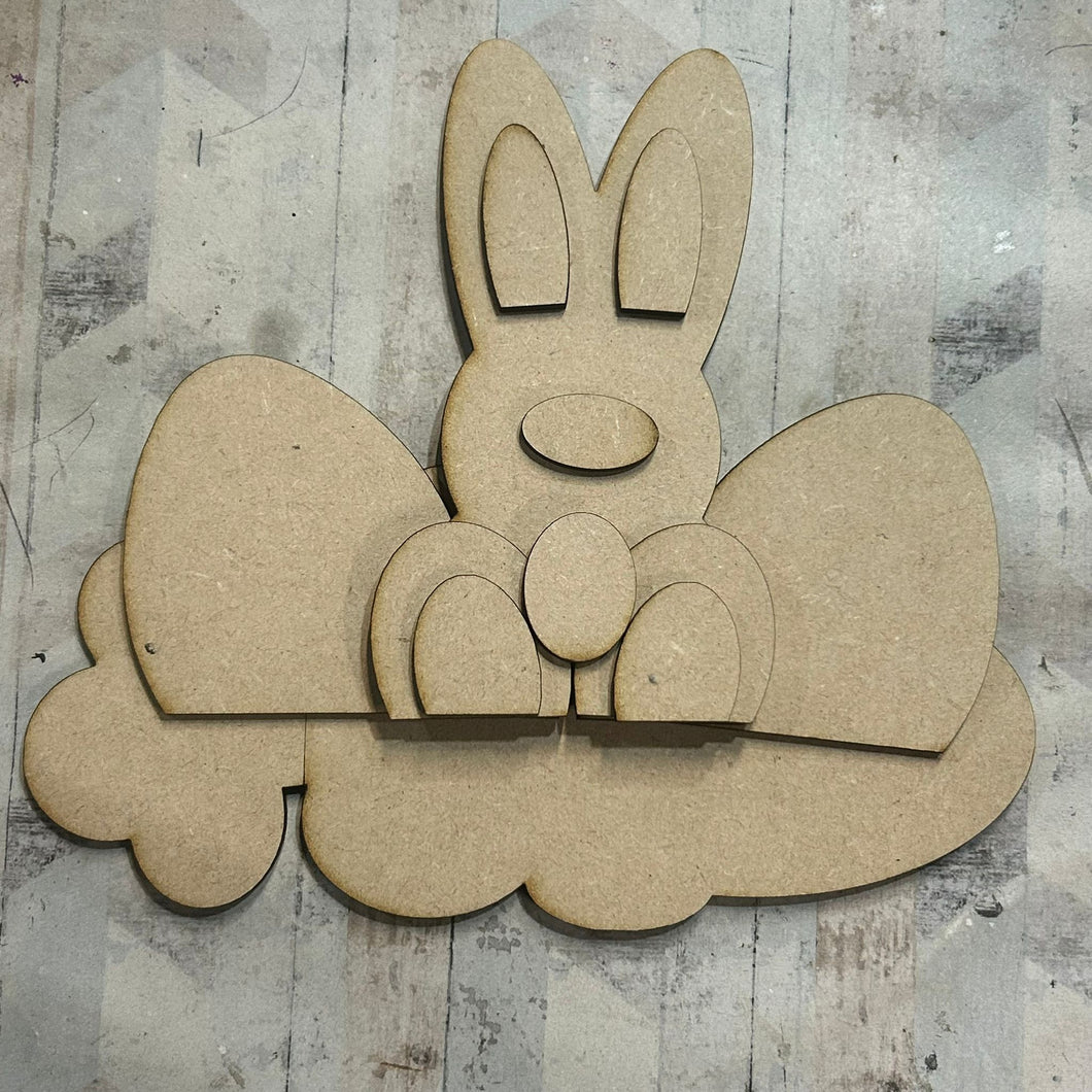 NO612 - MDF Large Freestanding Bunny Carrot Egg Easter Rabbit Scene - Olifantjie - Wooden - MDF - Lasercut - Blank - Craft - Kit - Mixed Media - UK