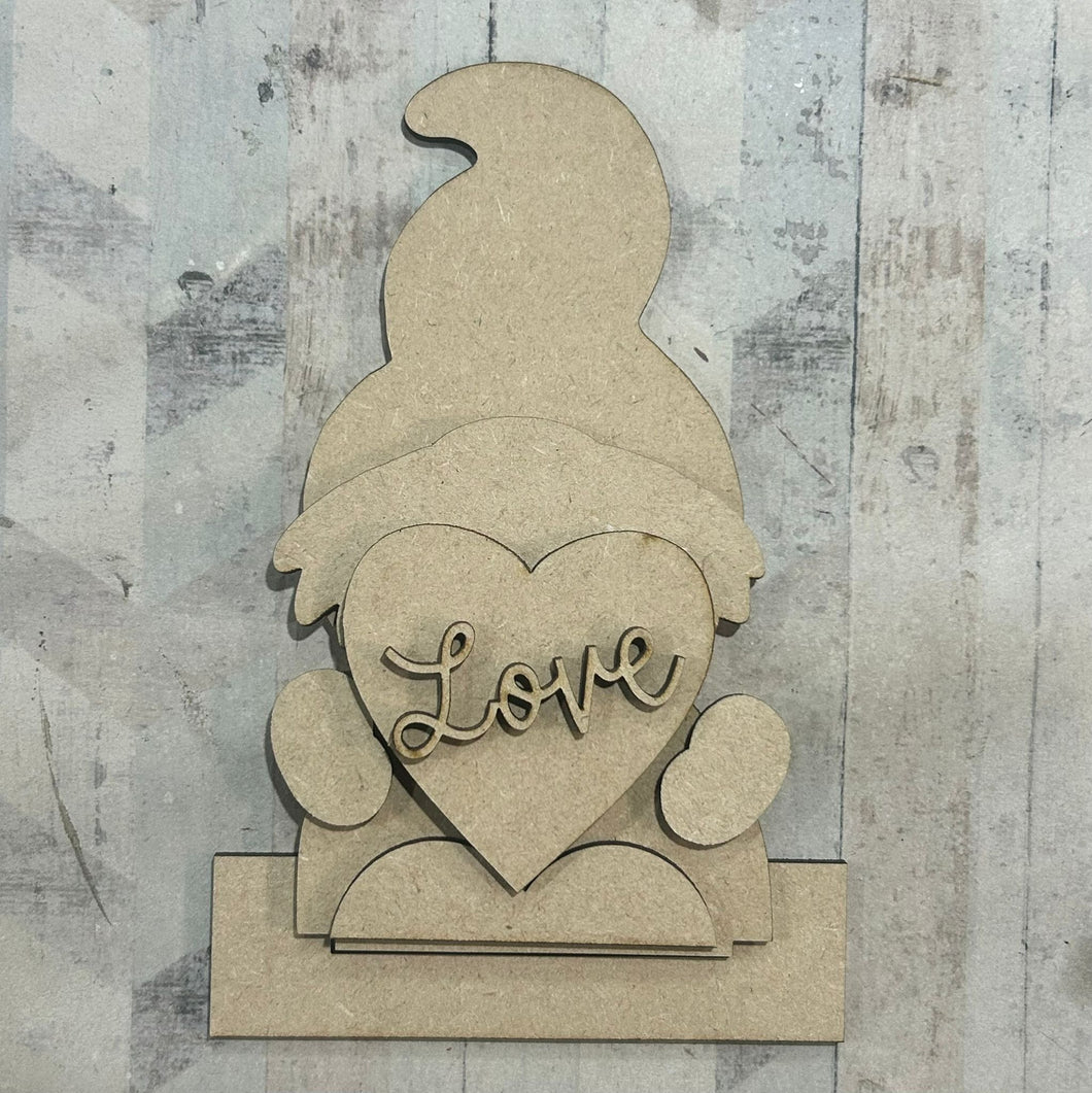 NO571 - MDF 2 Sizes Love Gnome Gonk Freestanding - Olifantjie - Wooden - MDF - Lasercut - Blank - Craft - Kit - Mixed Media - UK