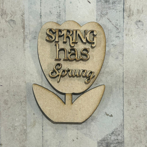 NO574 - MDF Magnet Size 8cm Spring has Sprung - Olifantjie - Wooden - MDF - Lasercut - Blank - Craft - Kit - Mixed Media - UK