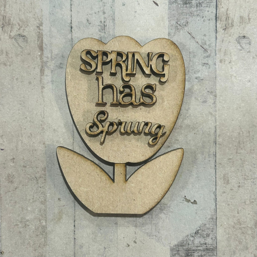 NO574 - MDF Magnet Size 8cm Spring has Sprung - Olifantjie - Wooden - MDF - Lasercut - Blank - Craft - Kit - Mixed Media - UK