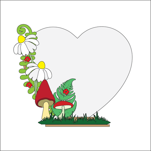 OL6067 - MDF Floral Heart - Freestanding or Hanging/no holes - Acrylic white, or clear or MDF Heart - Woodland Daisy - Olifantjie - Wooden - MDF - Lasercut - Blank - Craft - Kit - Mixed Media - UK