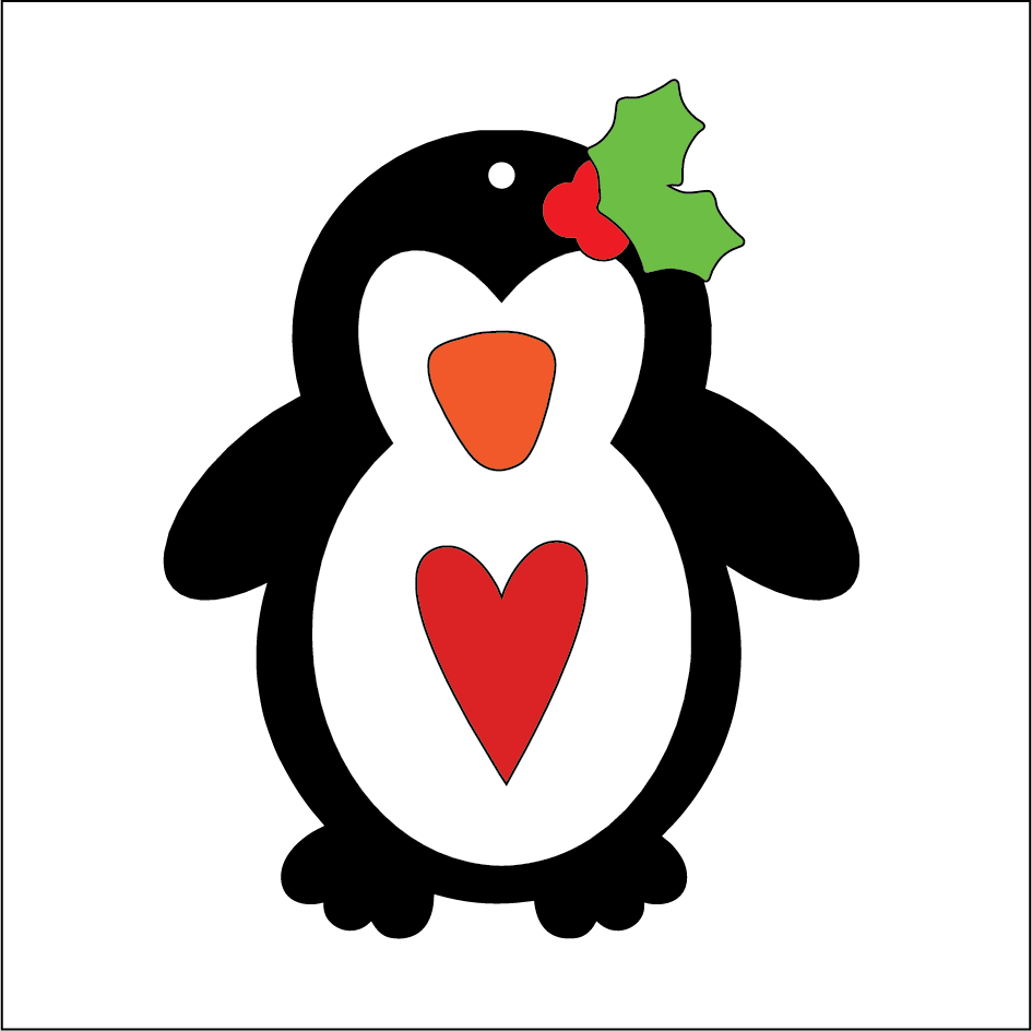 NO218 - MDF 2 Sizes Penguin Christmas Hanging Bauble Style 1 - Olifantjie - Wooden - MDF - Lasercut - Blank - Craft - Kit - Mixed Media - UK