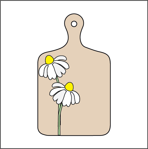 OL6069 - MDF Mini Chopping Board - Daisy - Olifantjie - Wooden - MDF - Lasercut - Blank - Craft - Kit - Mixed Media - UK
