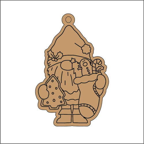 NO281 - MDF 2 Sizes Christmas Hanging Bauble - Engraved  - Santa Stocking 1 - Olifantjie - Wooden - MDF - Lasercut - Blank - Craft - Kit - Mixed Media - UK