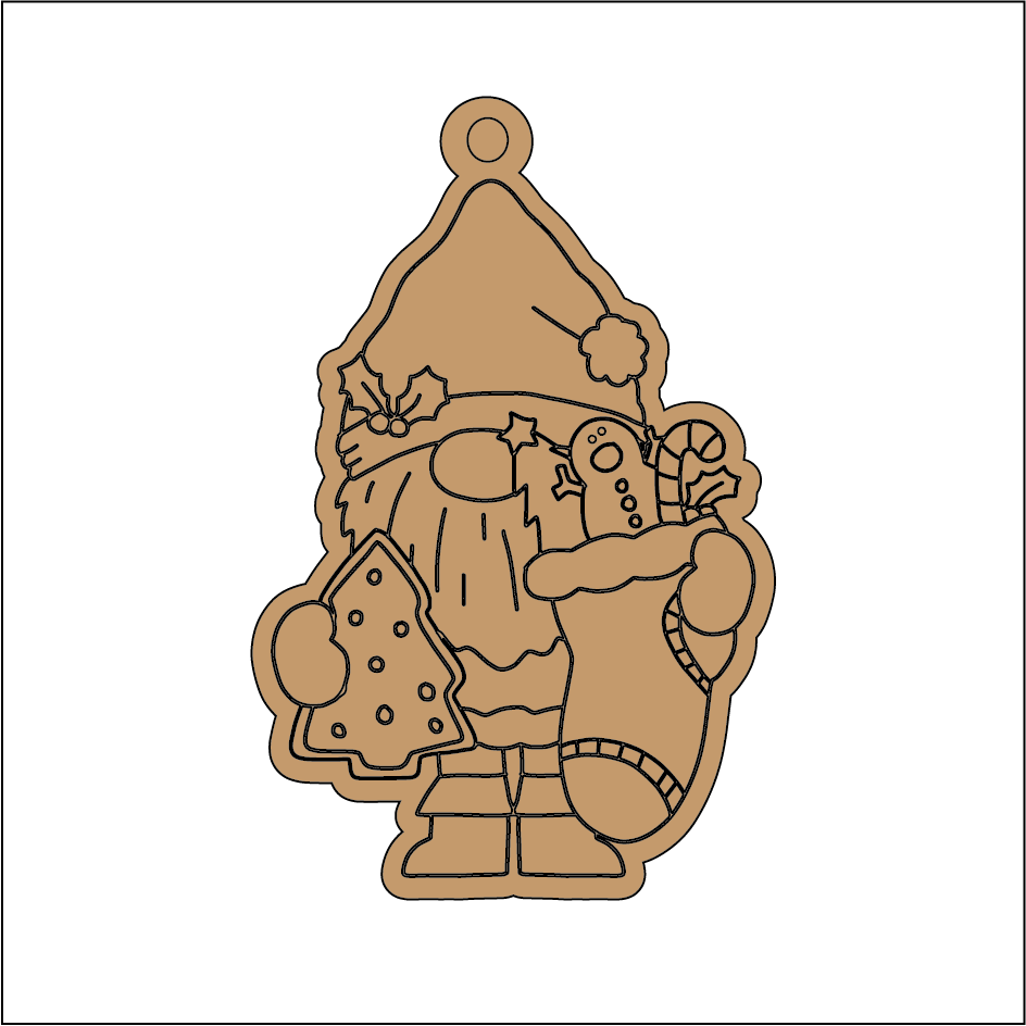 NO281 - MDF 2 Sizes Christmas Hanging Bauble - Engraved  - Santa Stocking 1 - Olifantjie - Wooden - MDF - Lasercut - Blank - Craft - Kit - Mixed Media - UK