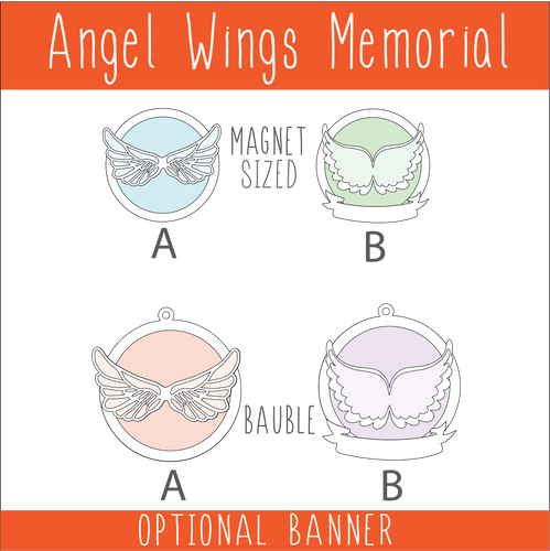 OL6109 - MDF Angel Wing Memorial Magnet and Bauble Collection - pick one