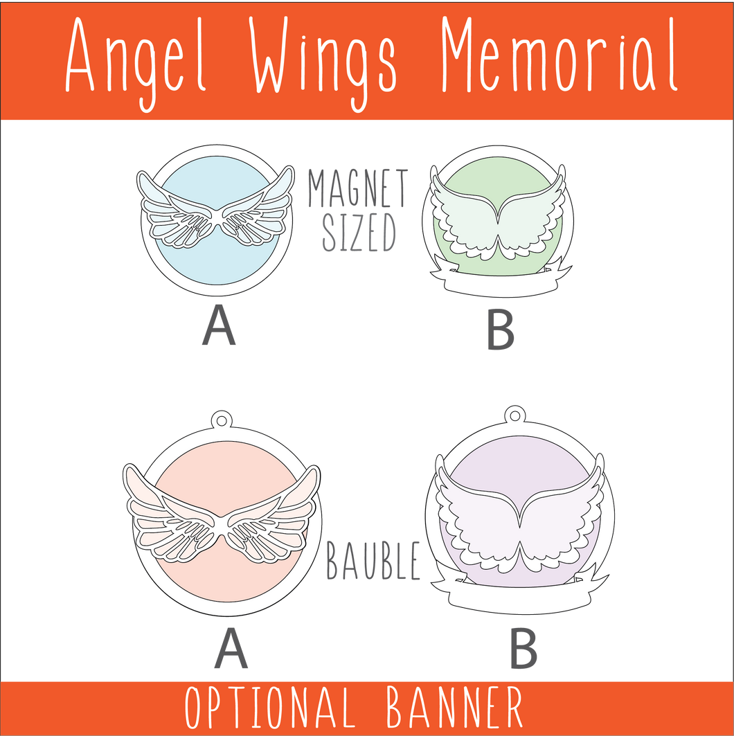 OL6109 - MDF Angel Wing Memorial Magnet and Bauble Collection - pick one