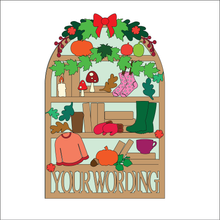 OL6161 - MDF Large Arched Autumn Themed Personalised Book Case Plaque with optional stand