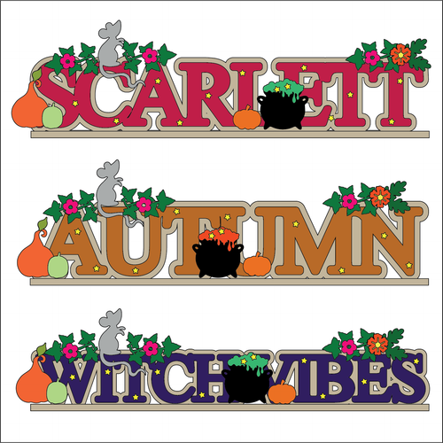 OL6127 - MDF Freestanding Personalised Name - Autumn Pumpkin Themed - Olifantjie - Wooden - MDF - Lasercut - Blank - Craft - Kit - Mixed Media - UK