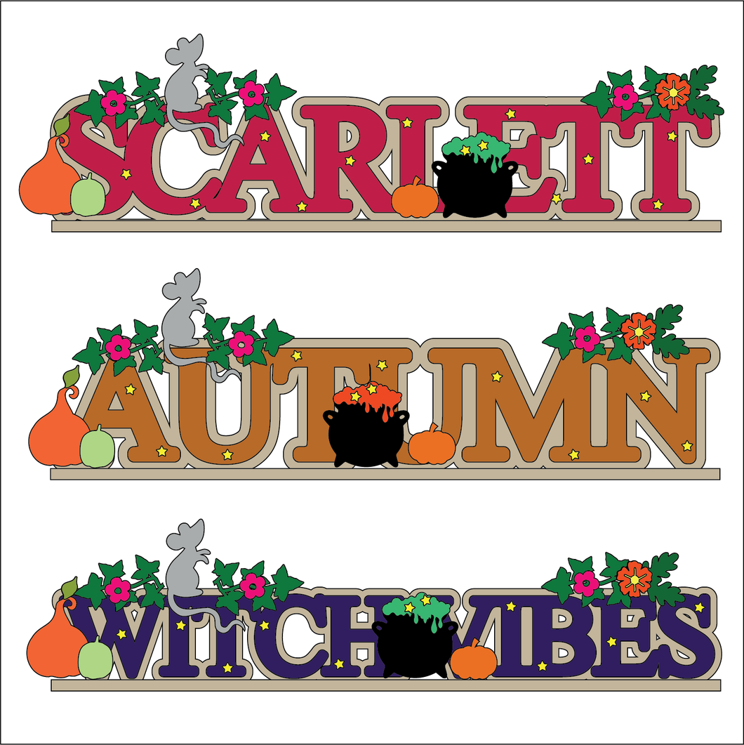 OL6127 - MDF Freestanding Personalised Name - Autumn Pumpkin Themed