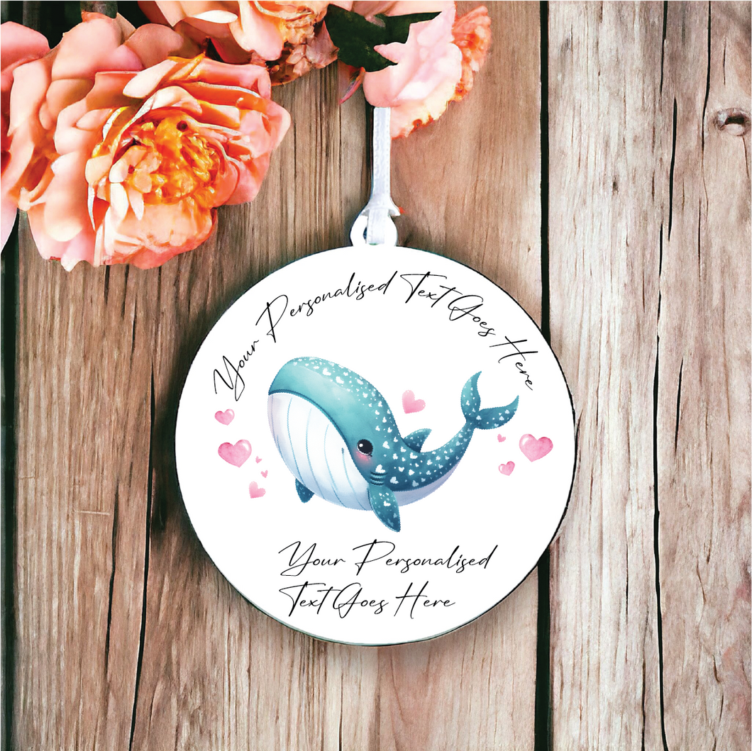 UV141 - Acrylic and UVDTF Personalised Round Hanging - Whale - Olifantjie - Wooden - MDF - Lasercut - Blank - Craft - Kit - Mixed Media - UK