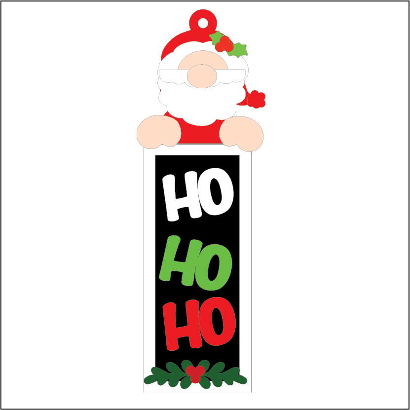 NO163 - MDF 2 Sizes  Christmas Ho Ho Ho Santa Hanging Bauble Sign - Olifantjie - Wooden - MDF - Lasercut - Blank - Craft - Kit - Mixed Media - UK