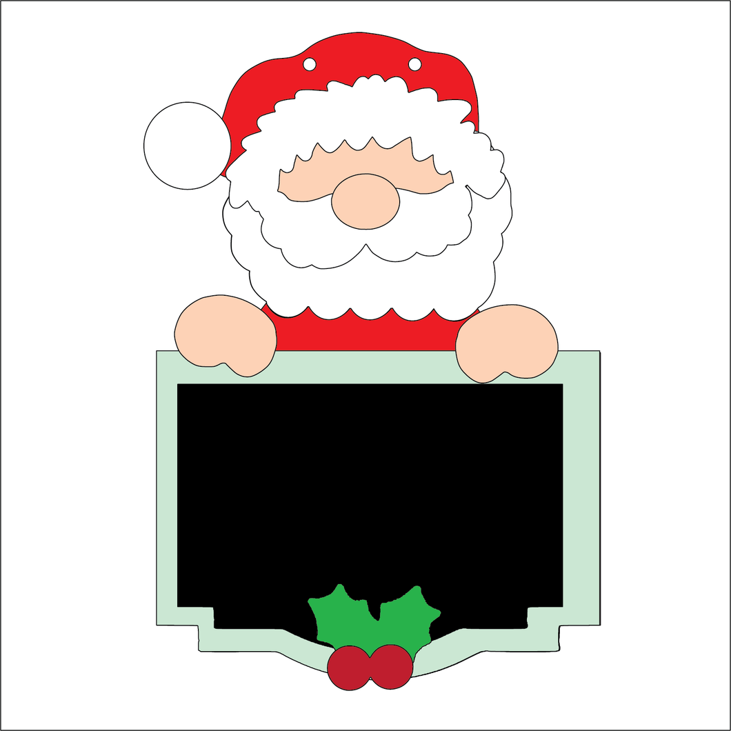 NO164 - MDF  Christmas Chalkboard Style  North Pole Santa  Hanging Sign Large - Olifantjie - Wooden - MDF - Lasercut - Blank - Craft - Kit - Mixed Media - UK