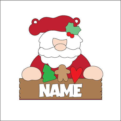 NO166 - MDF 2 Sizes Personalised Christmas  Santa Presents Sign Hanging Bauble - Olifantjie - Wooden - MDF - Lasercut - Blank - Craft - Kit - Mixed Media - UK