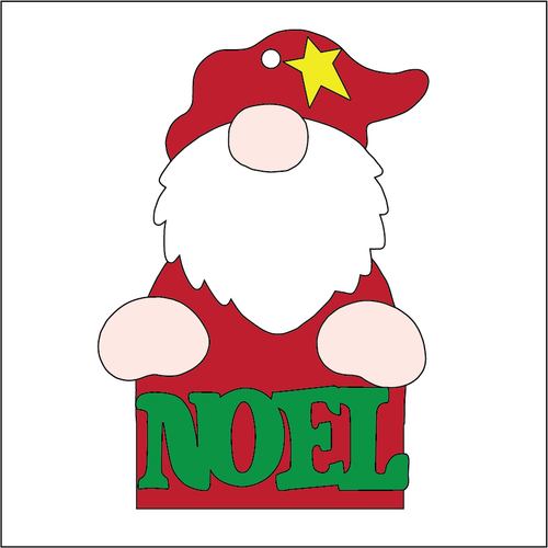 NO313 - MDF 2 Sizes Christmas  Hanging Bauble - Christmas Gnome - Noel - Olifantjie - Wooden - MDF - Lasercut - Blank - Craft - Kit - Mixed Media - UK