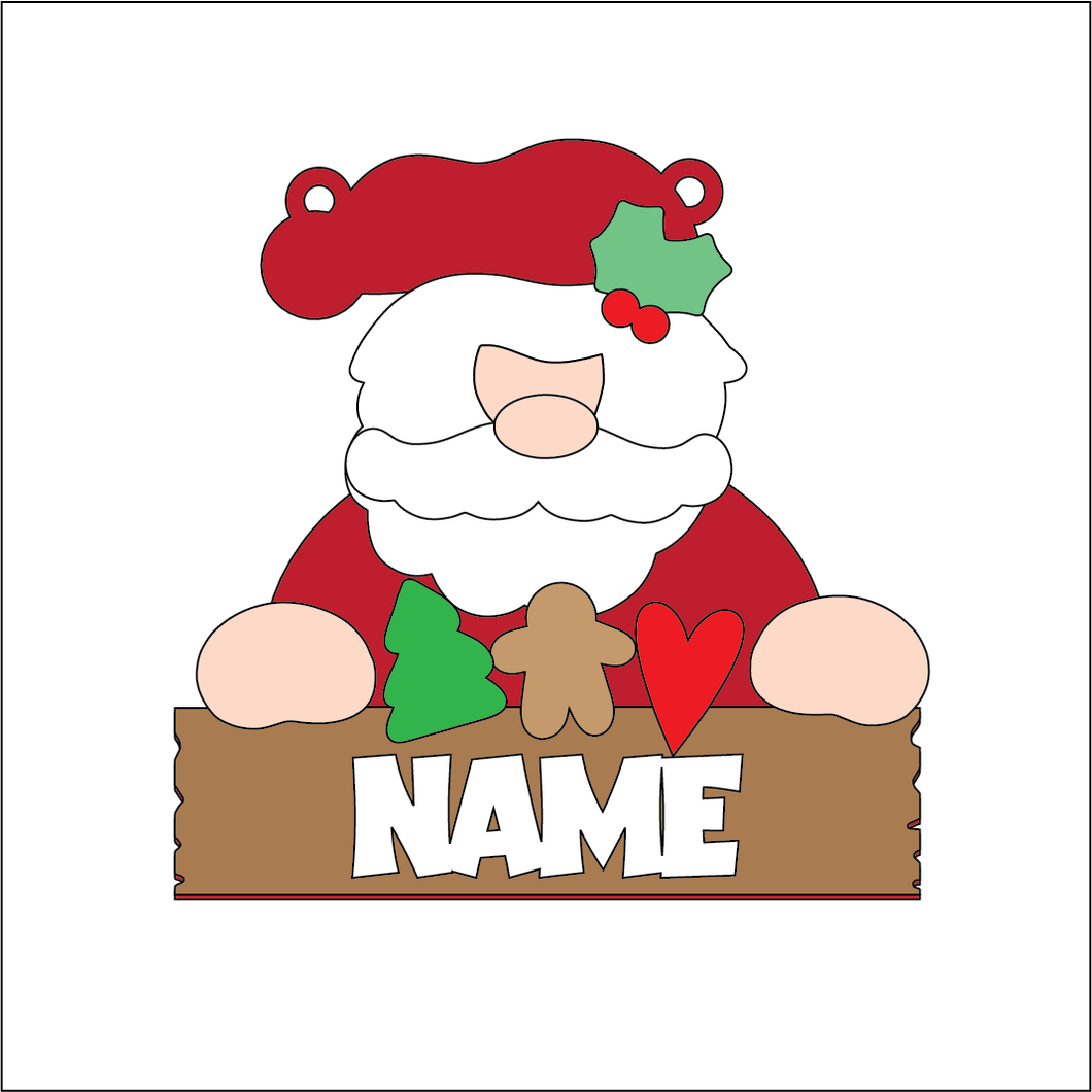 NO166 - MDF 2 Sizes Personalised Christmas  Santa Presents Sign Hanging Bauble - Olifantjie - Wooden - MDF - Lasercut - Blank - Craft - Kit - Mixed Media - UK