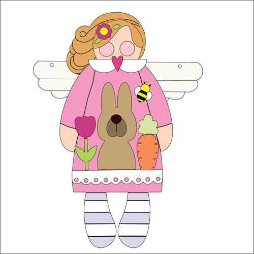 NO713- MDF Large Simplify Primitive Folk Angel Easter Hanging Plaque - Olifantjie - Wooden - MDF - Lasercut - Blank - Craft - Kit - Mixed Media - UK