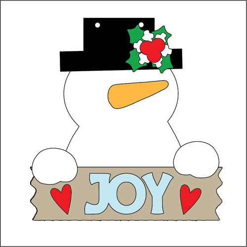 NO156 - MDF 2 Sizes Christmas Joyful Snowman Hanging Bauble - Olifantjie - Wooden - MDF - Lasercut - Blank - Craft - Kit - Mixed Media - UK