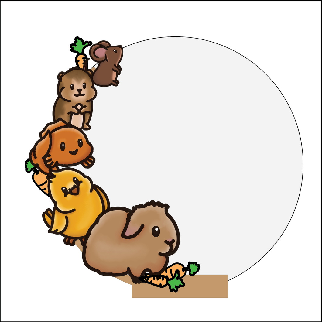 OL4666 - MDF  Circle - Freestanding or Hanging/no holes - Acrylic white, or clear or MDF Circle - Doodle Cute Pets - Olifantjie - Wooden - MDF - Lasercut - Blank - Craft - Kit - Mixed Media - UK