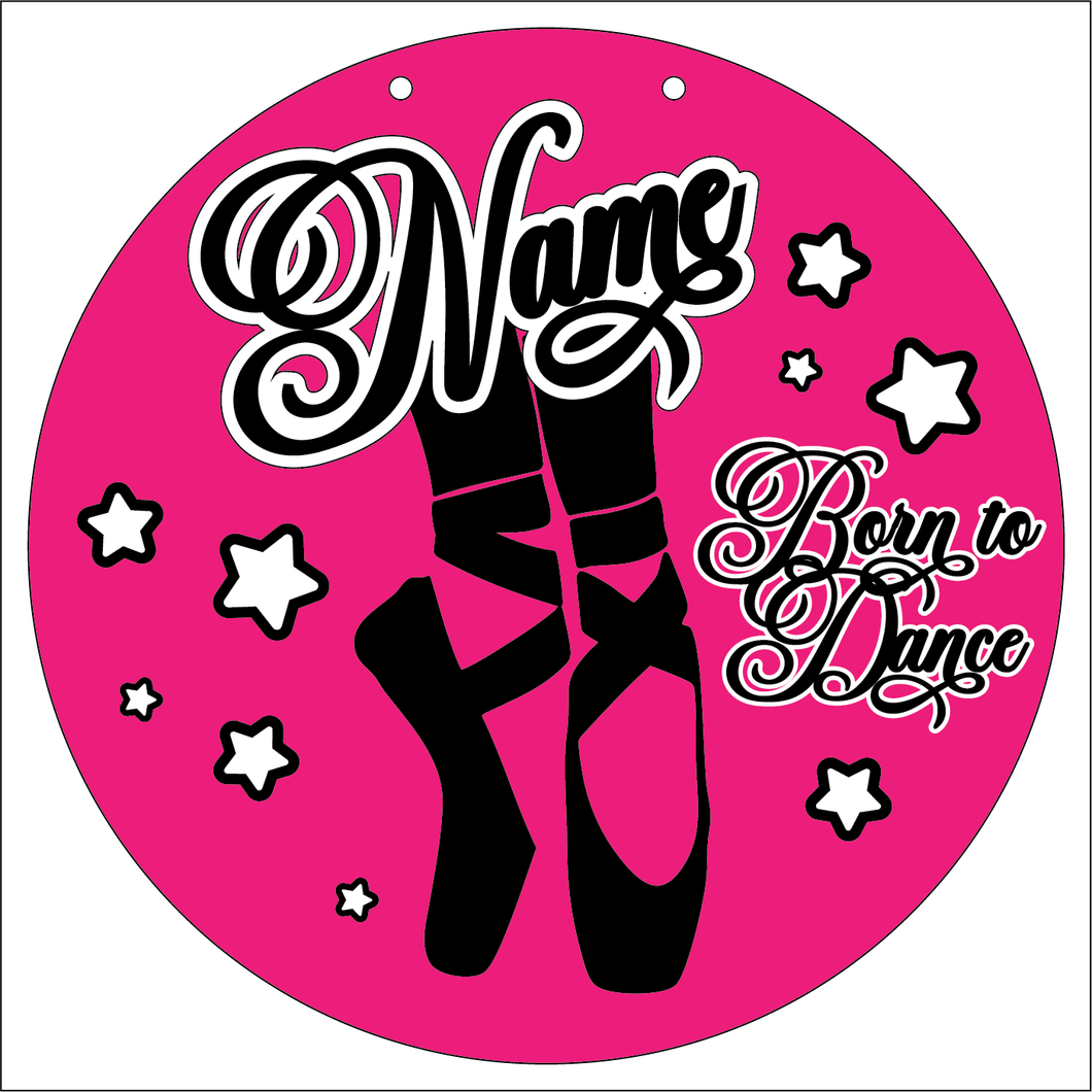 OL6126 - MDF Personalised Dance Shoes Round Plaque - Olifantjie - Wooden - MDF - Lasercut - Blank - Craft - Kit - Mixed Media - UK