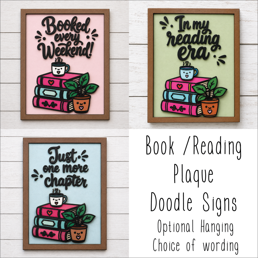 OL6159 - MDF Doodle Book / Reading Quote Book Stack Plaque