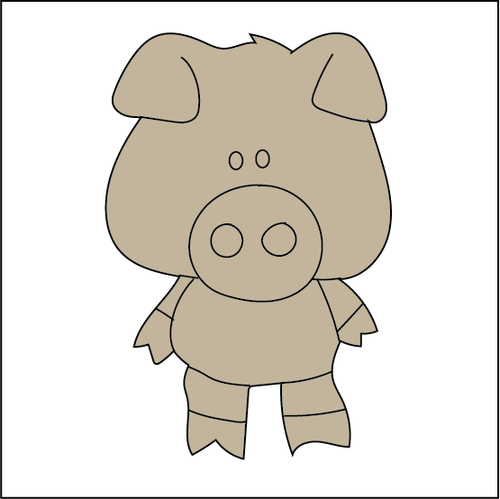 NO326- MDF 2 Sizes  Magnet sized Engraved - Pig - Olifantjie - Wooden - MDF - Lasercut - Blank - Craft - Kit - Mixed Media - UK