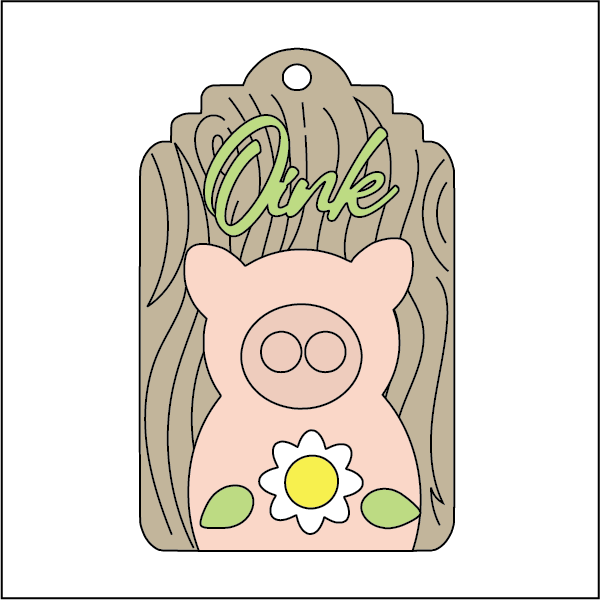 NO323 - MDF Magnet Size 8.5cm Oink Pig Magnet sized kit - Olifantjie - Wooden - MDF - Lasercut - Blank - Craft - Kit - Mixed Media - UK