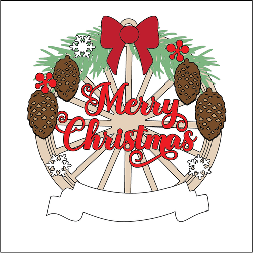 OL5429 - MDF Christmas Themed Cartwheel Hanging Bauble - Pine Cones - Olifantjie - Wooden - MDF - Lasercut - Blank - Craft - Kit - Mixed Media - UK