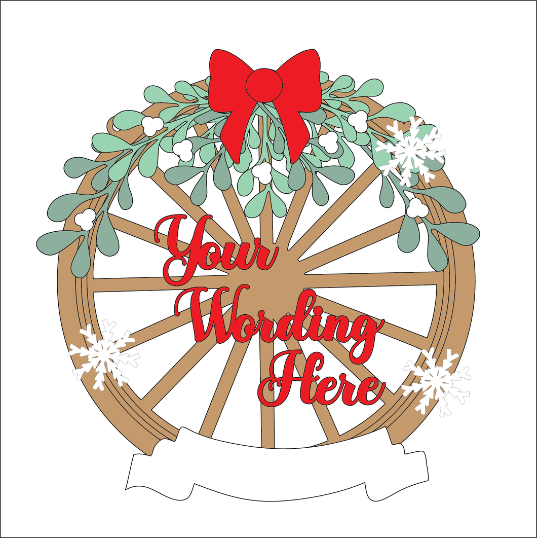 OL5426 - MDF Personalised Large Christmas Cartwheel - Mistletoe - Olifantjie - Wooden - MDF - Lasercut - Blank - Craft - Kit - Mixed Media - UK