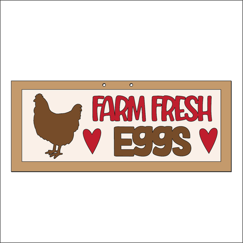 NO328 - MDF Farmhouse Farm Fresh Eggs  Hanging Sign - Olifantjie - Wooden - MDF - Lasercut - Blank - Craft - Kit - Mixed Media - UK