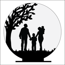 OL4942 - MDF Silhouette People Family - 4 or more People Themed Circle - Freestanding or Hanging/no holes - Acrylic white, or clear or MDF Circle - Olifantjie - Wooden - MDF - Lasercut - Blank - Craft - Kit - Mixed Media - UK