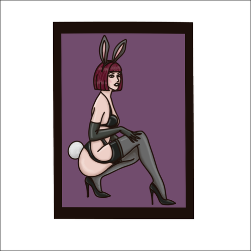 OL4896 - MDF Rectangle Hanging Sign - Bunny Woman - Olifantjie - Wooden - MDF - Lasercut - Blank - Craft - Kit - Mixed Media - UK