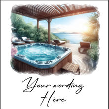 UV330 - UVDTF - DECAL ONLY - Personalised Hot Tub Beach Holiday Scene Theme - Olifantjie - Wooden - MDF - Lasercut - Blank - Craft - Kit - Mixed Media - UK