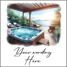 UV330 - UVDTF - DECAL ONLY - Personalised Hot Tub Beach Holiday Scene Theme - Olifantjie - Wooden - MDF - Lasercut - Blank - Craft - Kit - Mixed Media - UK