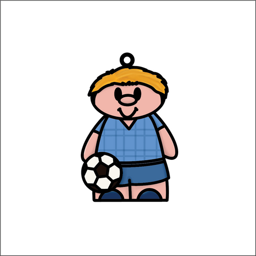 OL5012 - MDF Doodle Naïve Hanging Men  - Footballer - Olifantjie - Wooden - MDF - Lasercut - Blank - Craft - Kit - Mixed Media - UK