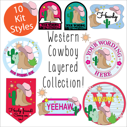 OL6101 - MDF Western Cowboy Layered Collection - choose one product - Olifantjie - Wooden - MDF - Lasercut - Blank - Craft - Kit - Mixed Media - UK