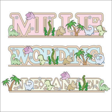 OL6122 - MDF Freestanding Personalised Name - Dinosaur Themed - Olifantjie