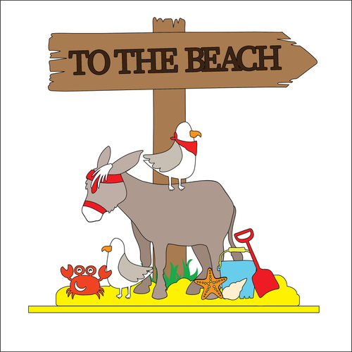 OL4892 - MDF Freestanding Personalised Seaside Beach Themed sign - Olifantjie - Wooden - MDF - Lasercut - Blank - Craft - Kit - Mixed Media - UK